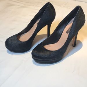 Black Pony hair heels